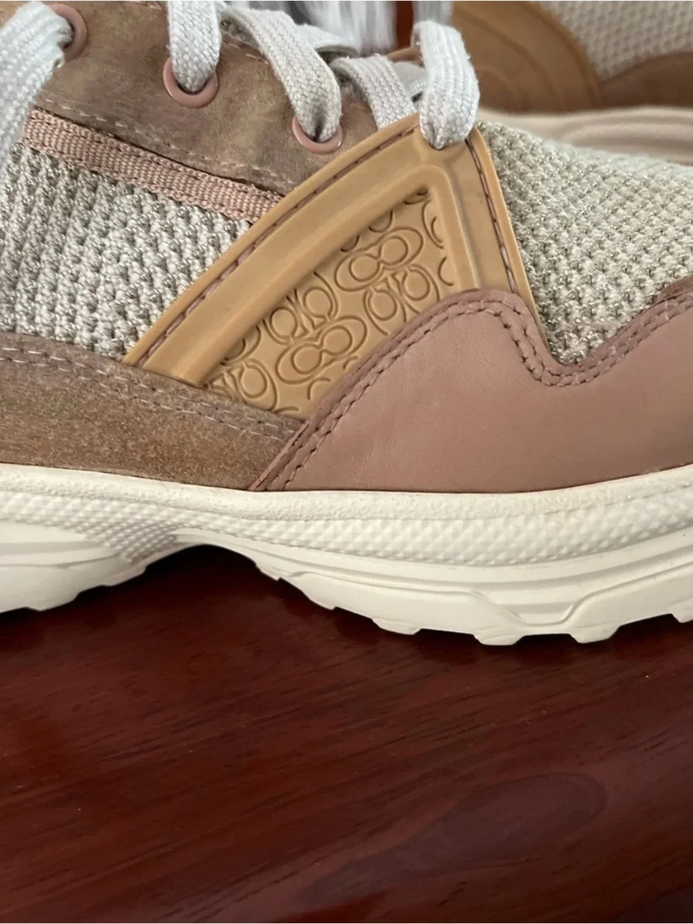 Coach Knit High-Top Sneakers in Beige, Tan and Cream
